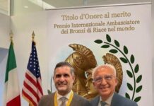 New York, ad Antonio Errigo il Premio d’Onore al merito di “Ambasciatore dei Bronzi di Riace nel Mondo”