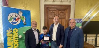 Premiazione di Marco Averna, campione del mondo under 12 di Subbuteo individuale
